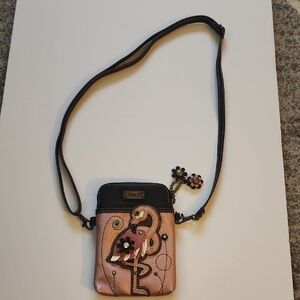 Chala Pink Flamingo Crossbody Bag with Floral Accents